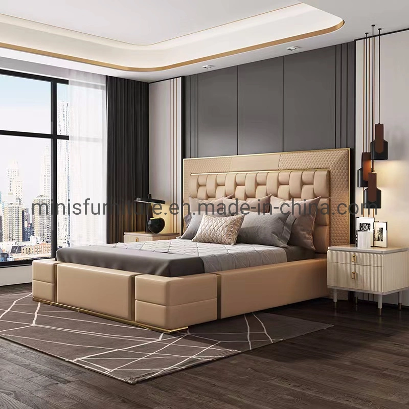 (MN-MB118) Luxury Hotel/Home Bedroom Furniture Adult Leather King/Queen Size Bed