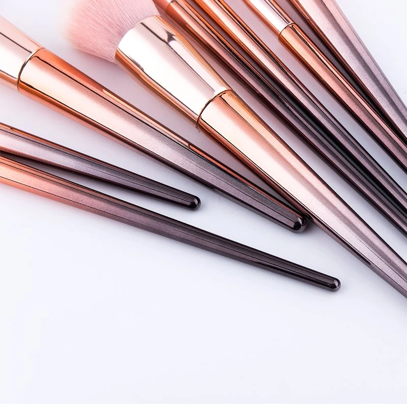 8PCS Gradient Gold Color Plastic ABS Handle Professional Makeup Brushes Set Fashion Beauty Tools