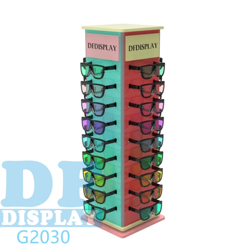 Le port de lunettes affiche-de-chaussée présentoir acrylique permanent Lunettes de soleil Lunettes de soleil tour Stand Vitrine d'affichage des lunettes de soleil d'affichage en rotation