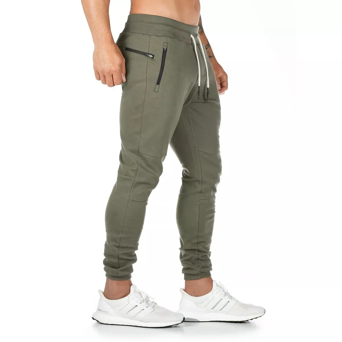 Venta caliente suave de algodón barato Anti-Wrinkle Anti-Pilling hombre Deportes Gimnasio vía sudor pantalones Skinny para hombres deportistas pantalones