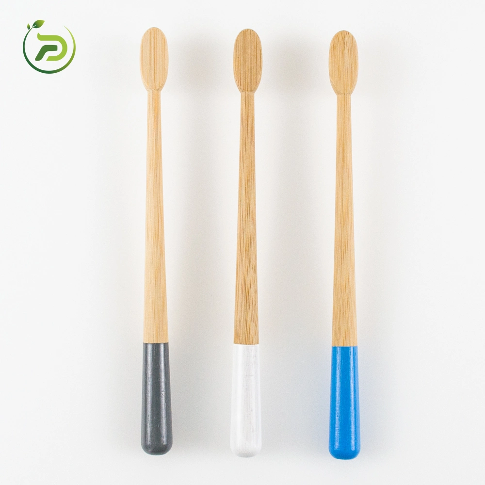 Round Handle Bamboo Toothbrush with Engraved Logo