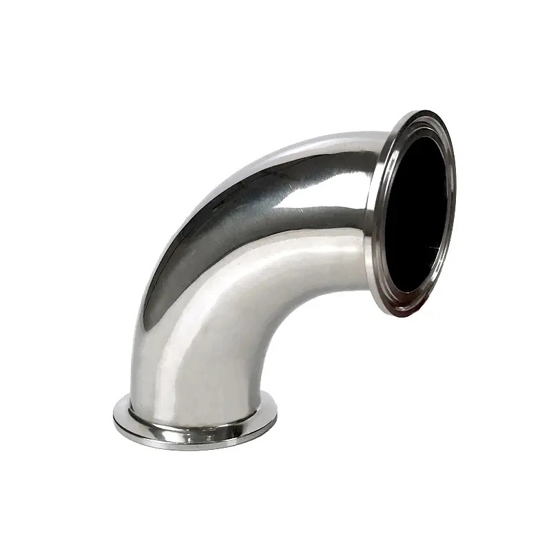 Food Grade SS304 316L Clamped Elbow Pipe Connector Sanitary Stainless Steel 90 Degree Tri Clamp Elbow