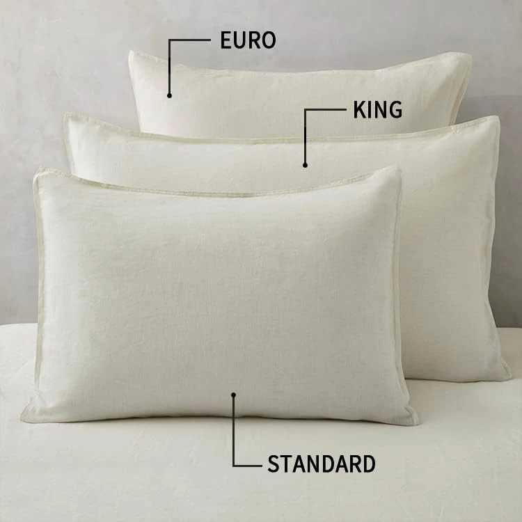 Linen Pillow Cases Standard Sham - 20 X 26 Inch Bed Pillow Protector Cover Set of 2 Bedding Cooling Neutral Pillowcase Shams Cream