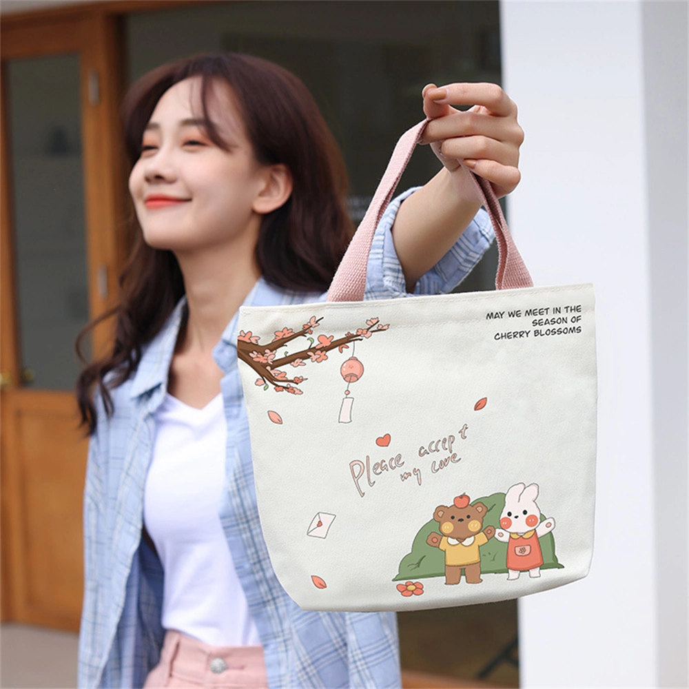 Cartoon Canvas Hand Bag Small Satchel Cute Casual Bag