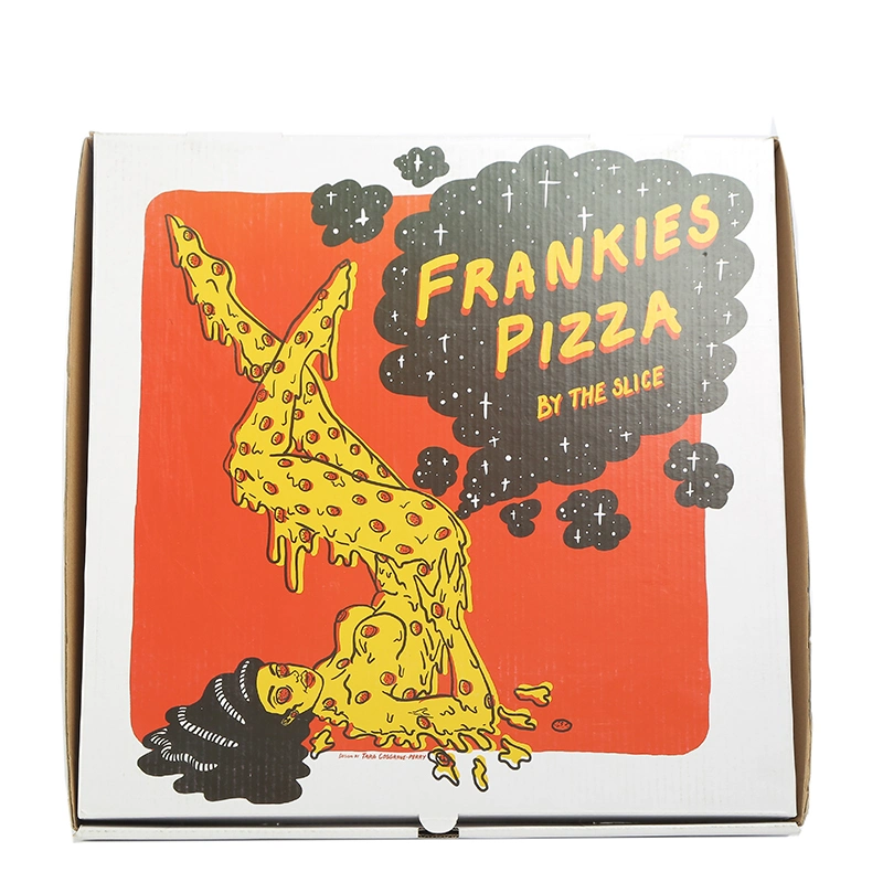Diseño libre plegado Colorful impresión a una cara Cajas de papel personalizadas Cajas de pizza con impresión de logotipos