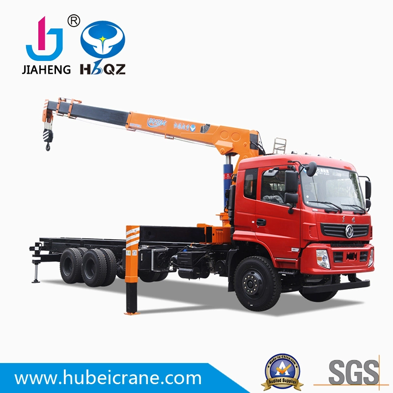 Fabricado en China HBQZ pluma telescópica de 12 toneladas de carga sobre camión grúa hidráulica SQ12S4 para la venta de camiones de la rueda el cilindro de elevación de materiales de construcción de tejido de horquilla remoto de regalo