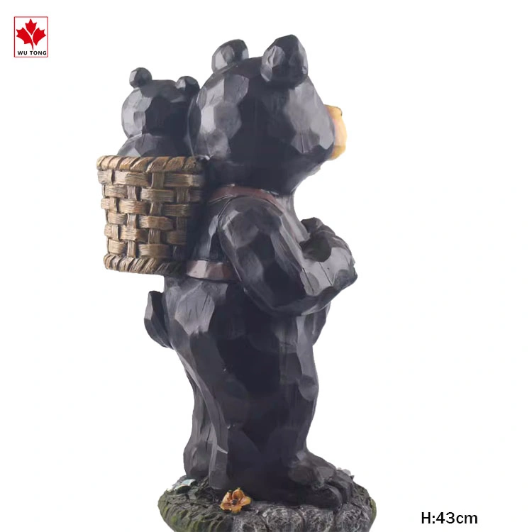 Animais engraçados Artesanato resina Urso Negro bebé urso verso Figurine Ofertas infantis