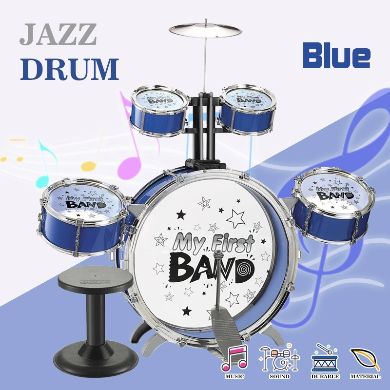 5PCS Kids Drum Set 35" Children Play Music Enlightenment Toy Musical Instrument Jazz Drum Kit for Toddlers Beginners