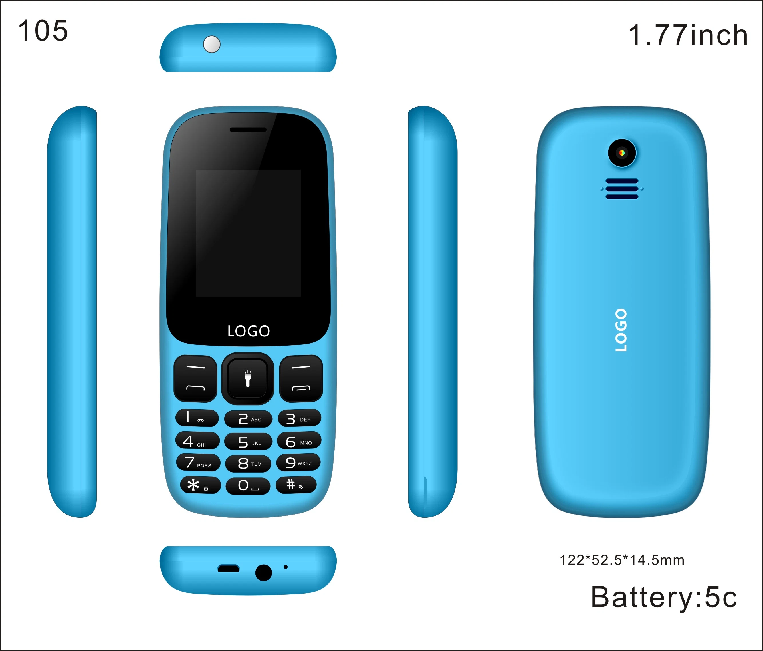 2g GSM 2.4 Inch New Model Dual SIM Senior FM Feature Keypad Mobile Bar Phone