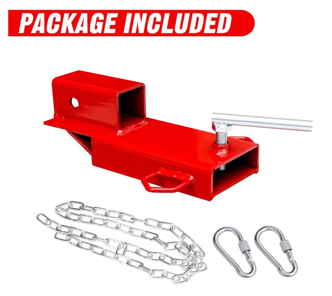 Forklift Trailer Hitch Attachment, Aiwargod 1PC 2" Receiver Trailer Towing Adapter with Chain Red