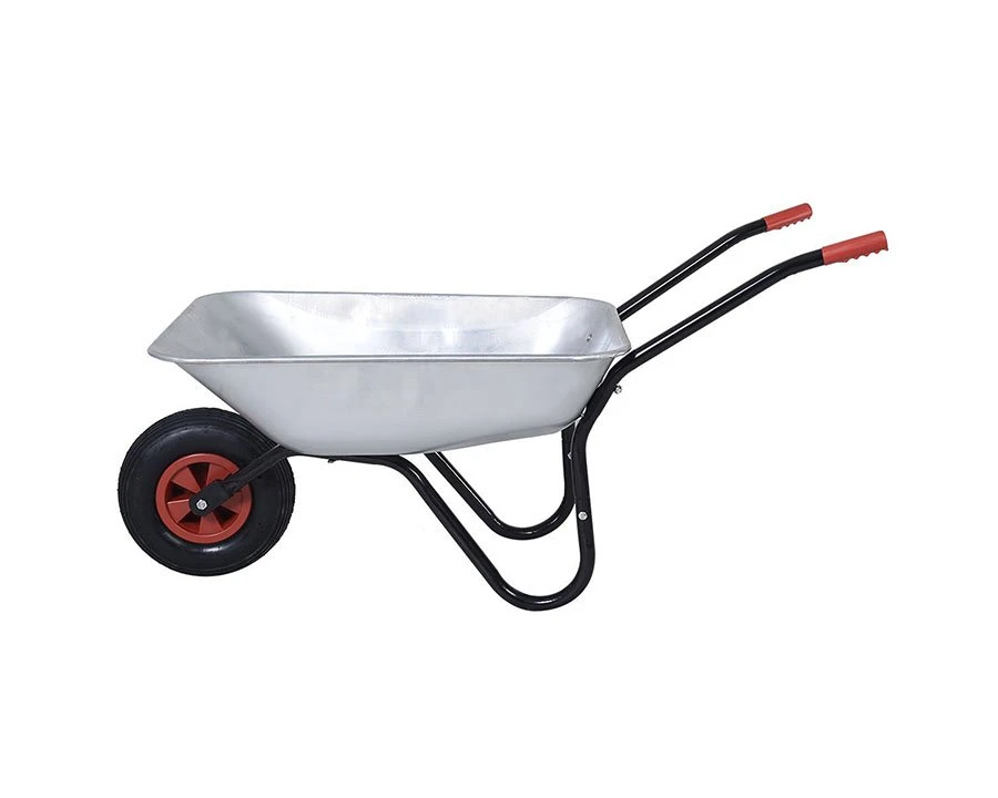 65L Wheelbarrow Heavy Duty Galvanised Home Garden Metal Cart with Pneumatic Tyre