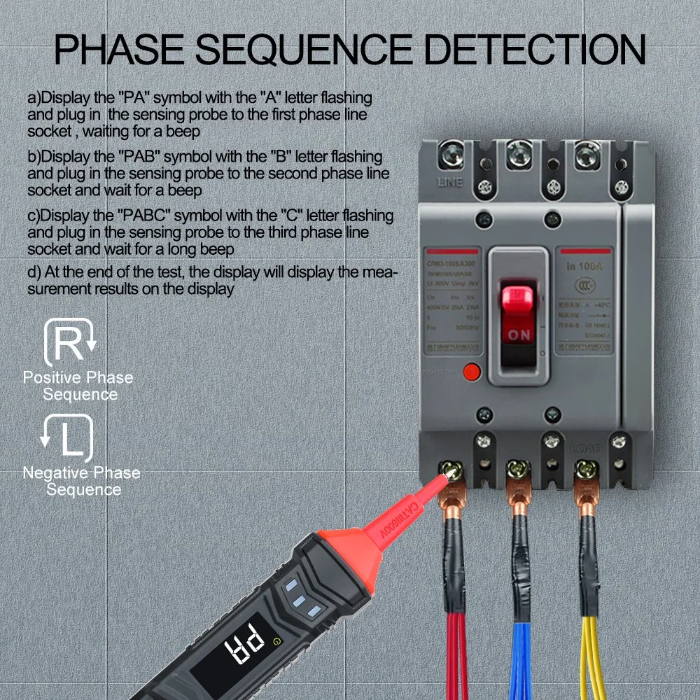 Smart Digital Multimeter Non Contact Voltage Detector Tester Pen Auto Range Resistance High Precision Multimetro Voltmeter with Phase Sequence Detection