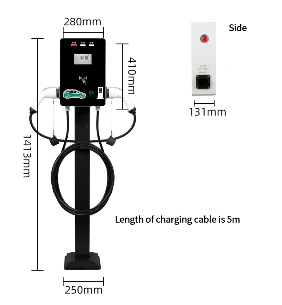 22kw Portable EV Charging Electric Car 32A Single Phase 220V Type 2 Fast Charing Station Made in China