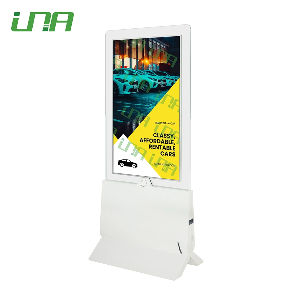 Slim Double Side Portrait Transparent Edge Floor Standing Video LCD Digital Display