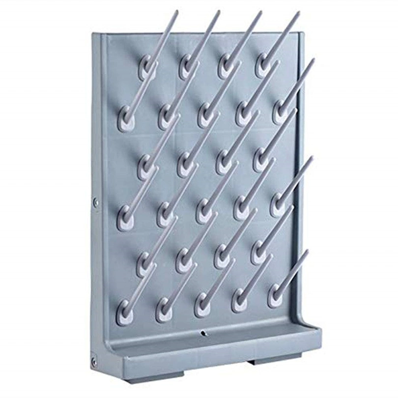 Drying Rack 27 Pegs Lab Supply Pegboard Bench-Top Wall-Mount Laboratory Glassware 27 Detachable Pegs Lab Drying Draining Rack Cleaning Equipment Grey