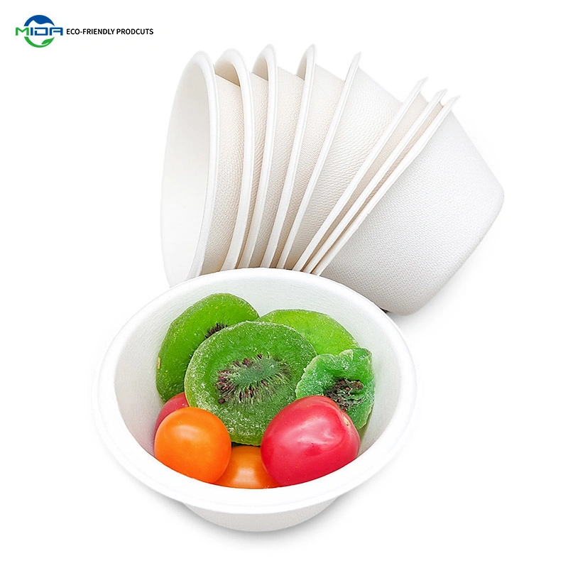 Eco friendly Compostable biodegradables desechables envases de alimentos 8 oz de bagazo de caña de azúcar recipiente con tapa de papel