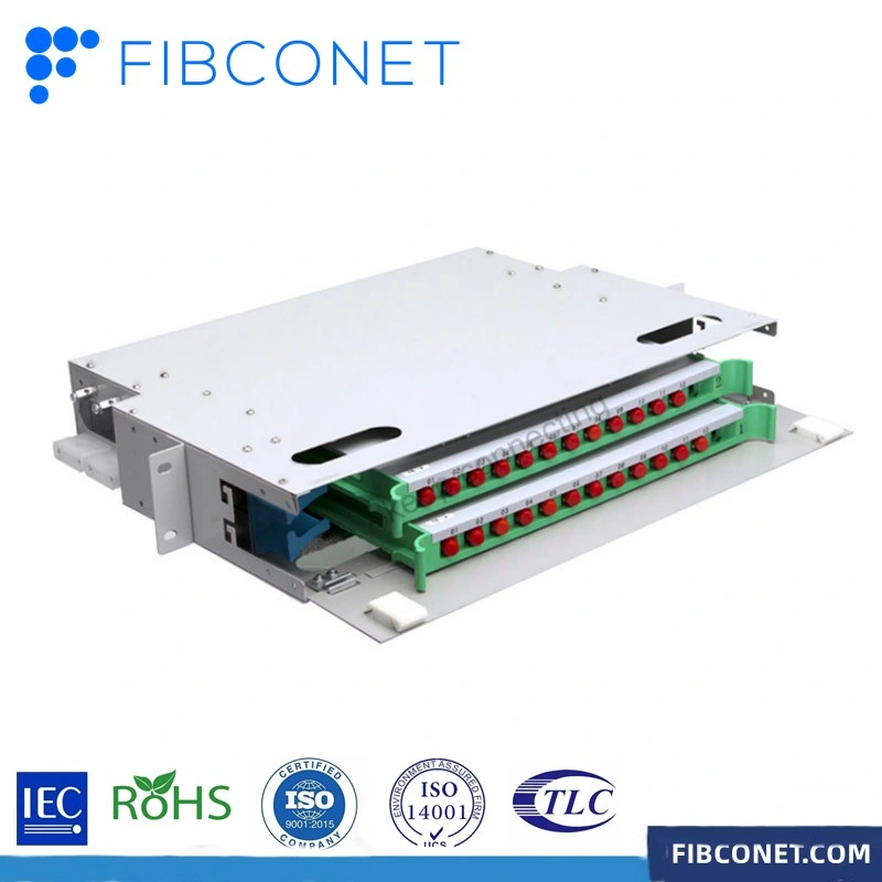 FTTH parche de fibra óptica de montaje en bastidor de 144/48/96 puertos SC/LC/St/FC Panel