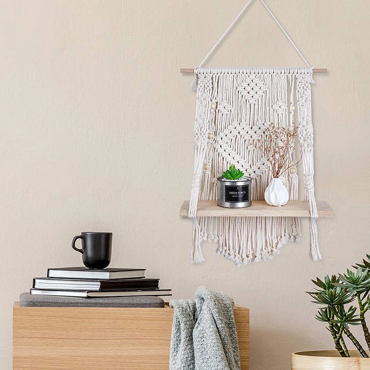 Dremisland Handmade Macrame Wall Hanging Woven Cotton Rope Tapestry Boho Tassel Decor