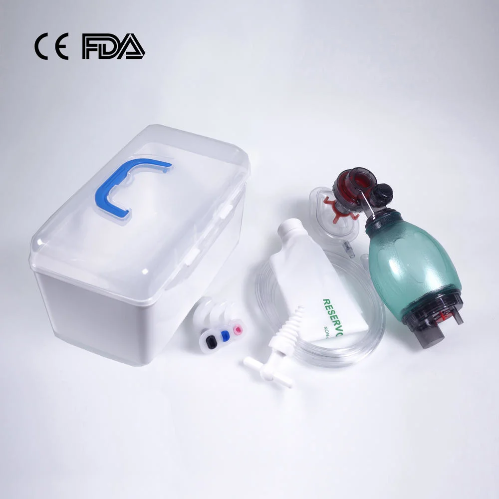 PVC Bolsa de Ambu Resuscitator Manual Manual de PVC Resuscitator Fábrica con CE, FDA PVC Ambu Bolsa con caja de polipropileno tamaño infantil