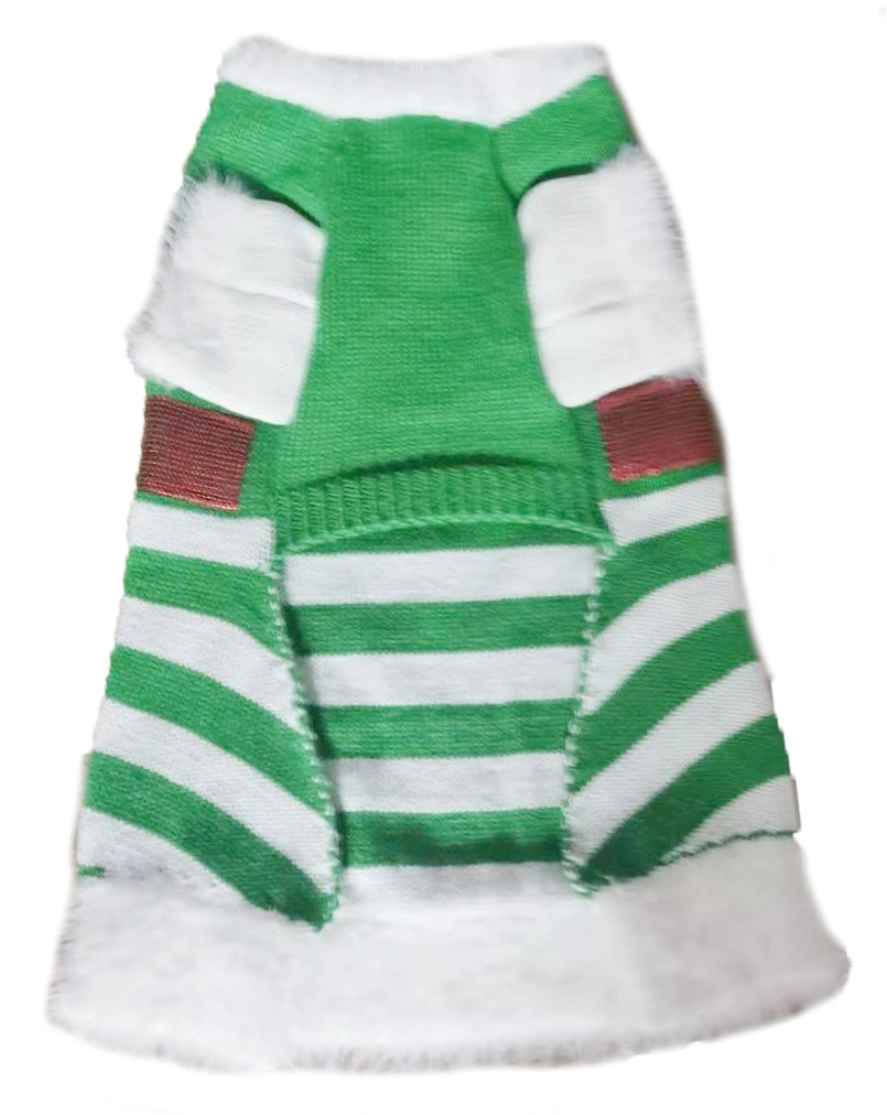 BSCI Green White Color Acrylic Stripped Dog Coat Outwear