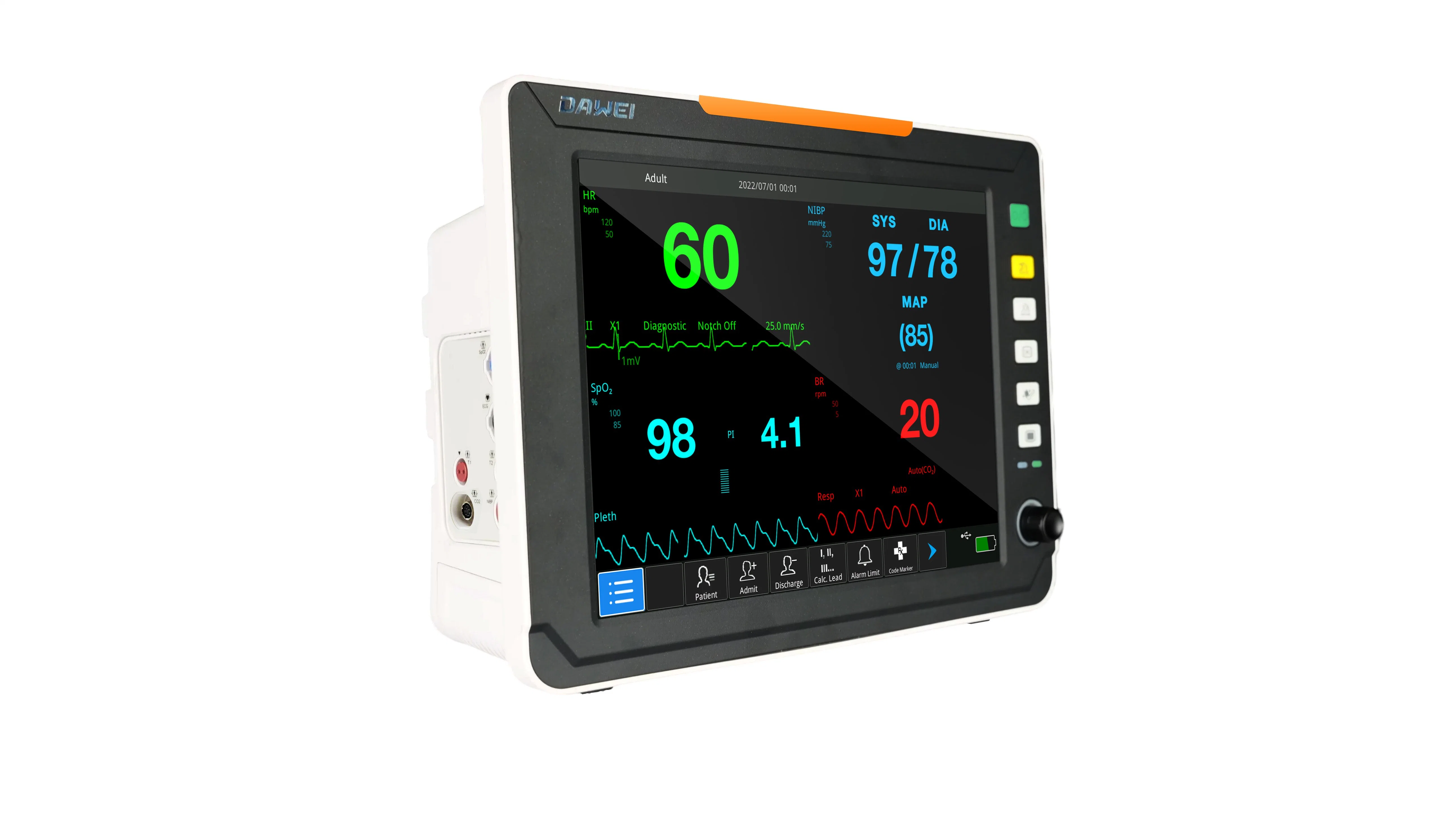 Ordinateur de poche ECG du système de surveillance médicale Multi-Parameter signe vital de l'hôpital de la pni Moniteur patient portable avec des prix CE/certificat ISO