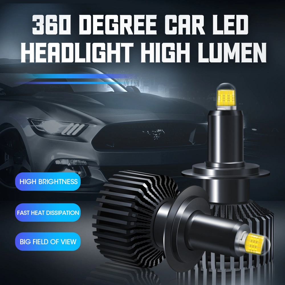 Haizg Super Bright Automotive Low Beam 360 Degree H7 LED Light Spot Beam H4 H11 9005 9006 LED Headlights H7