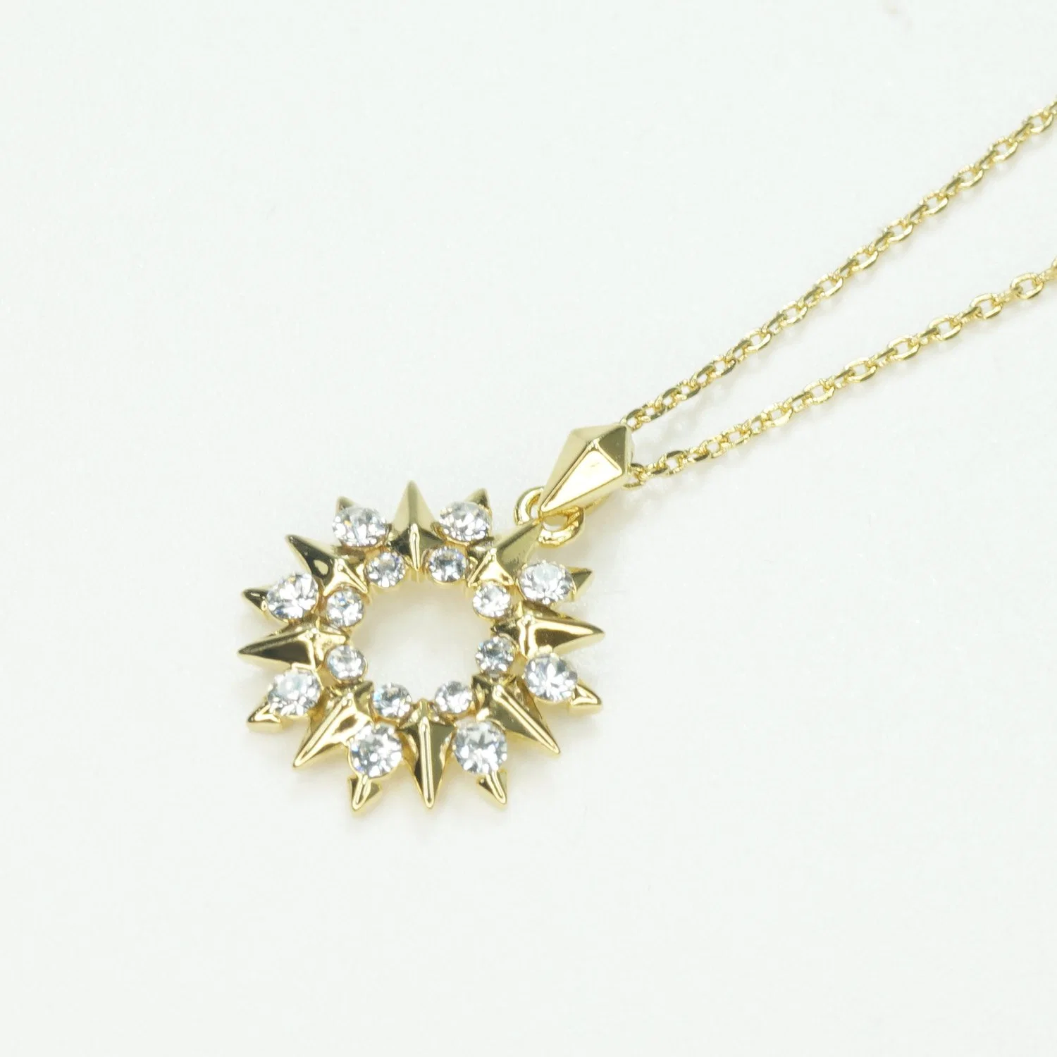 Hot Custom 18K Gold Fashion Sterling Silver Jewellery Diamond Sunflower Necklace Wholesale/Supplier