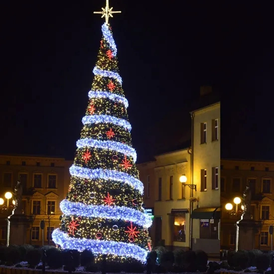 Nouveau design 15m Décoration géant en plein air cadre métallique de grands arbres de Noël artificiel pour City Plaza