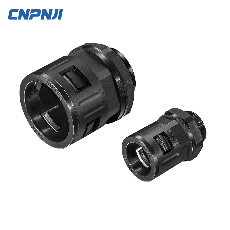 Conector de conducto de manguera flexible de plástico recto de nylon PA negro