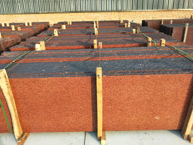 Well Dyed Red Granite Slab and Tiles Big Flower Chinese Factory Direct