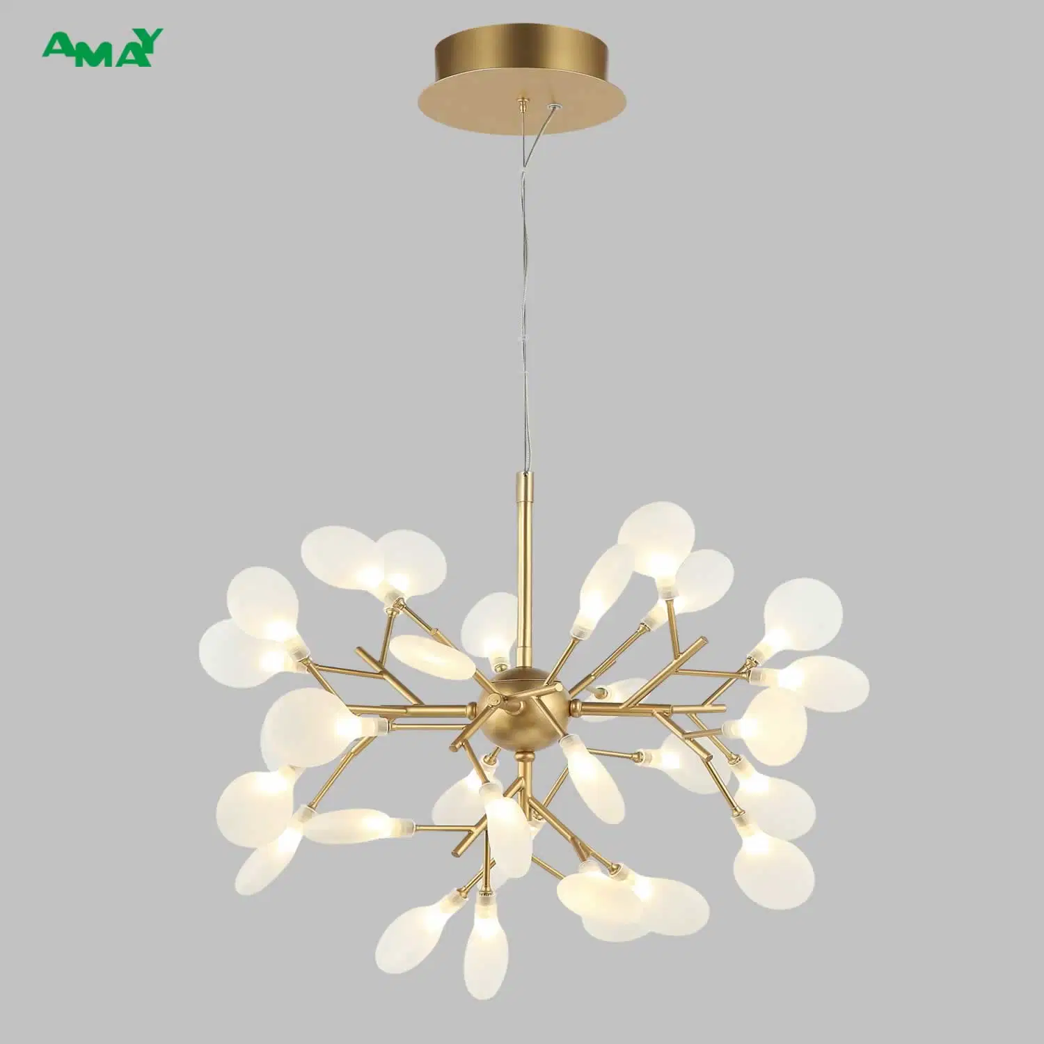 2023 formas inspiradas en las flores Chandelier de Oro de vidrio para Living Room