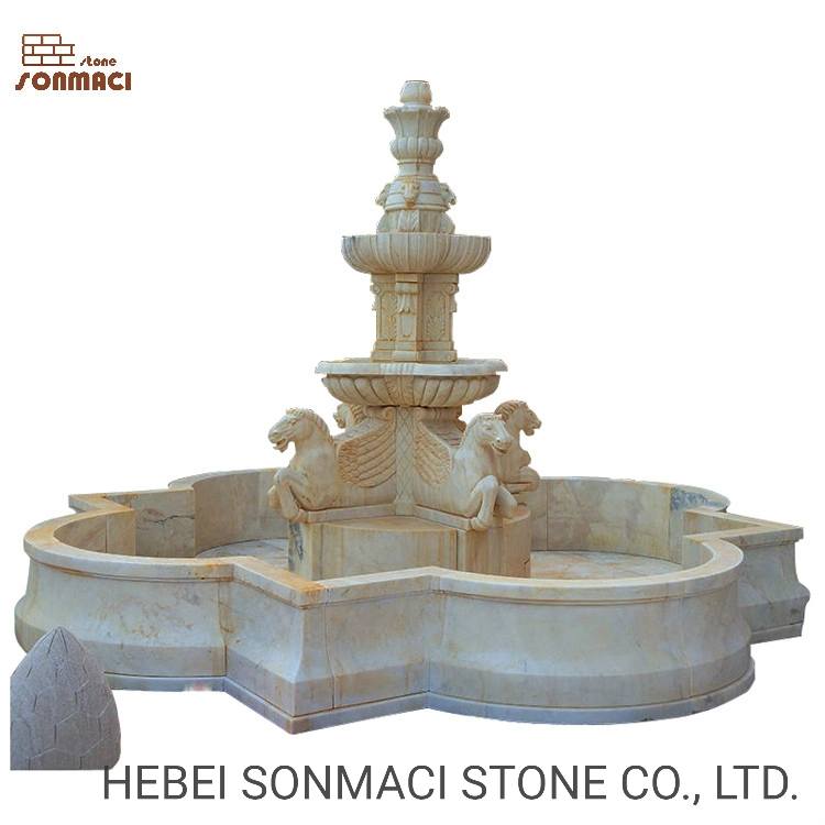 Hot Sale Marble Horse Statue Carving Outdoor Marble Fountain