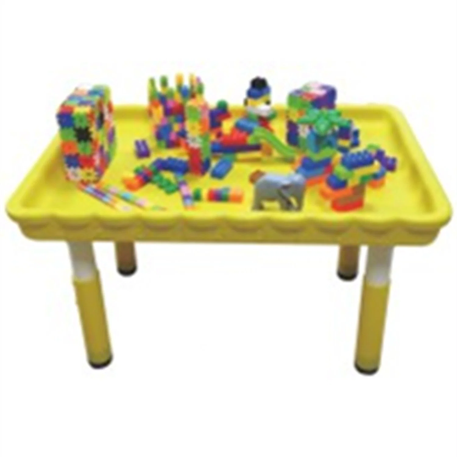 Kindergarten Kids Tables and Chairs Children's Plastic Building Blocks Yellow