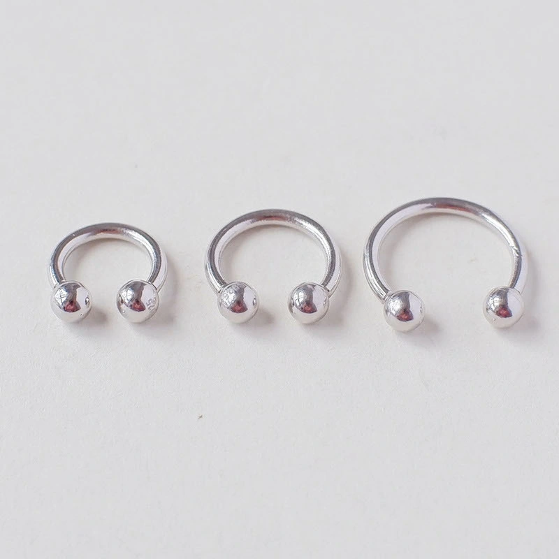 925 libras esterlinas de fondo plano de joyas de plata Anillo de labio de uñas labios uñas cejas nariz huesos del oído de bola de uñas Nail Arete body piercing Joyería