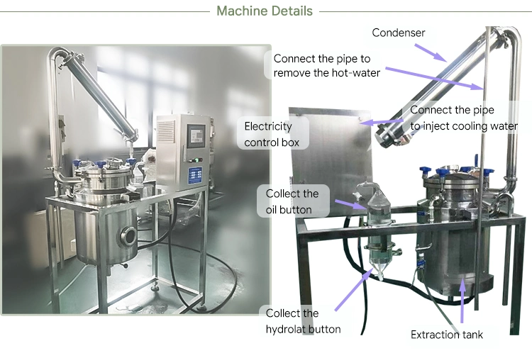 Stainless Steel 304 Essential Oil Extraction Distiller Equipment Essential Oil Making Machine