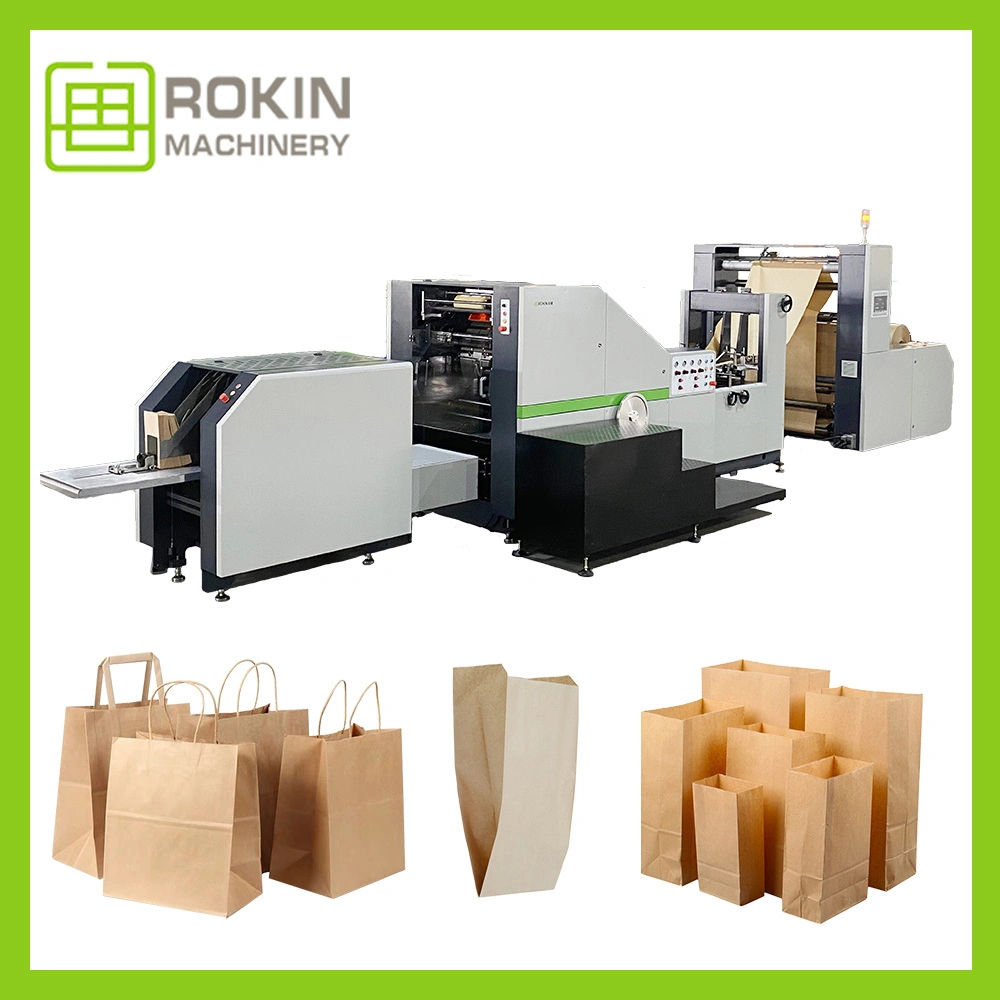 Recycled Paper Bag Manufacturers From Turkey Automatic High Speed Printech Paper Bag Machine Shopping Paper Bag Making with Die Hands or D-Cut Bag