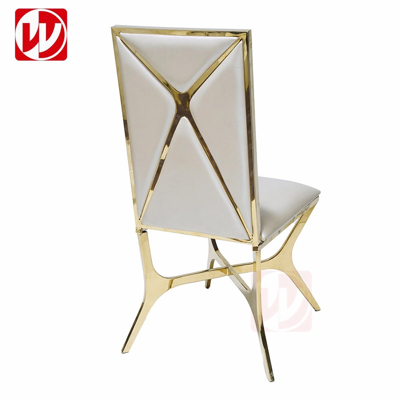 Cross-Back Design Golden Dining Chair Modern Banquet Restaurant Home Stainless Steel Furniture