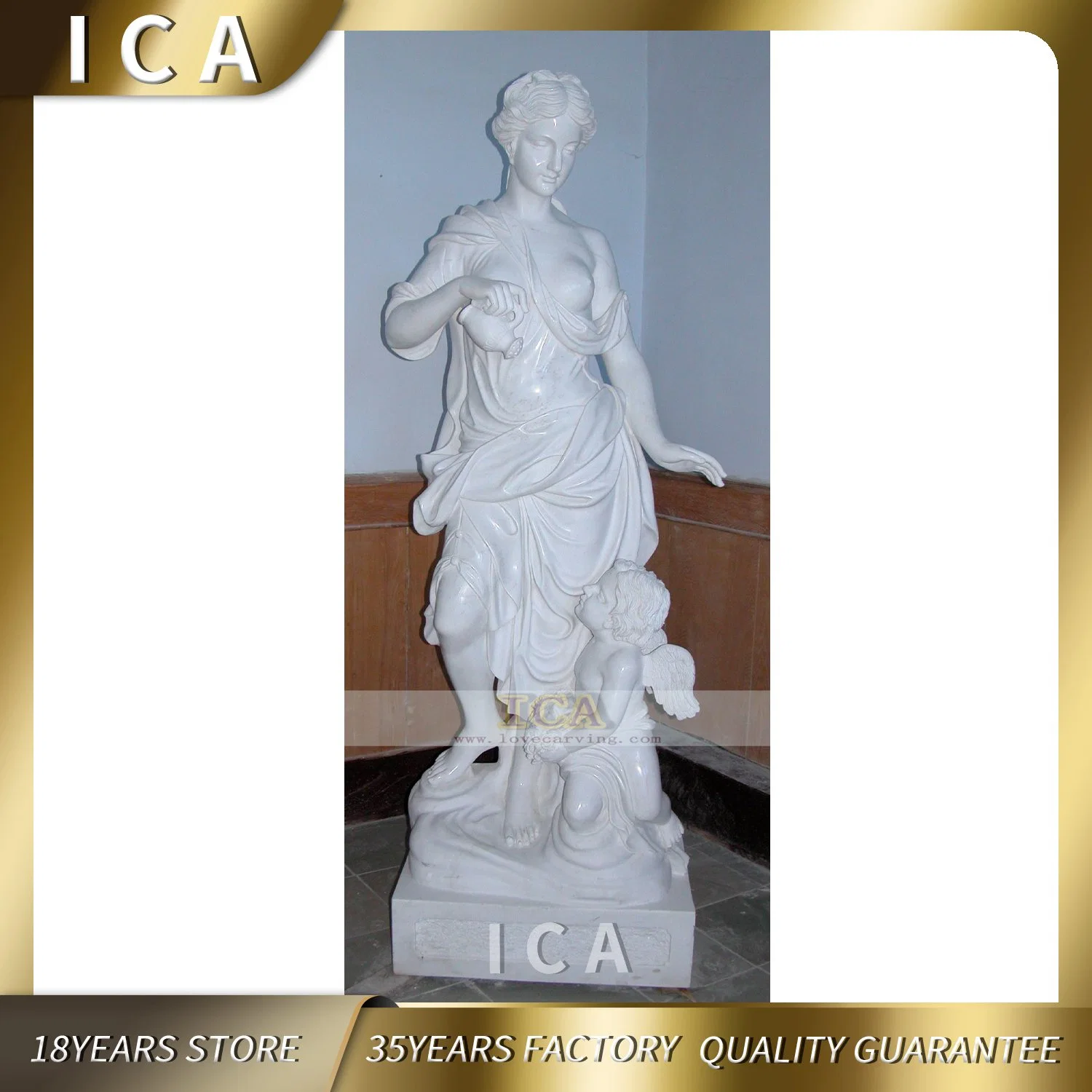 Outdoor Garden Decoration Mother and Son Large Marble Angel Statues