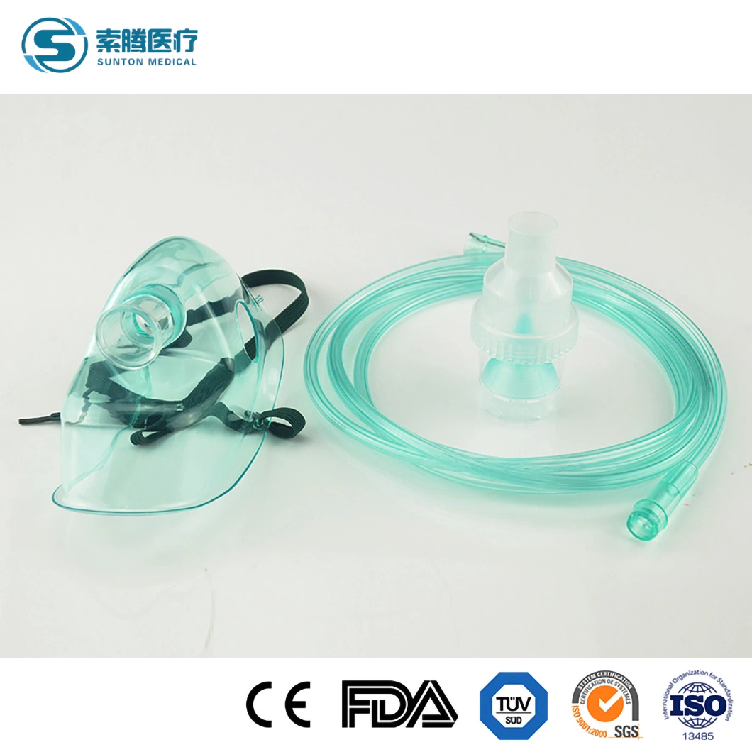 Adult/Pediatric/Infant Standard Disposable PVC Nebulizer/Oxygen Face Mask with Elastic Strap Adjustable Nose Clip Kit Set with Tubing CE/ISO