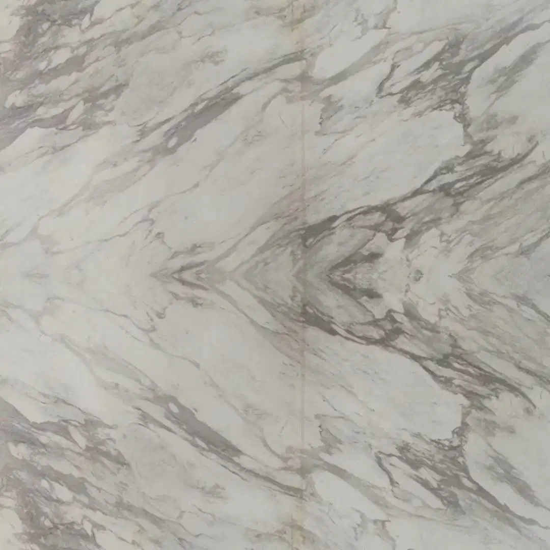 Polished Bookmatch White Sintered Stone Porcelain Slab for Background Wall