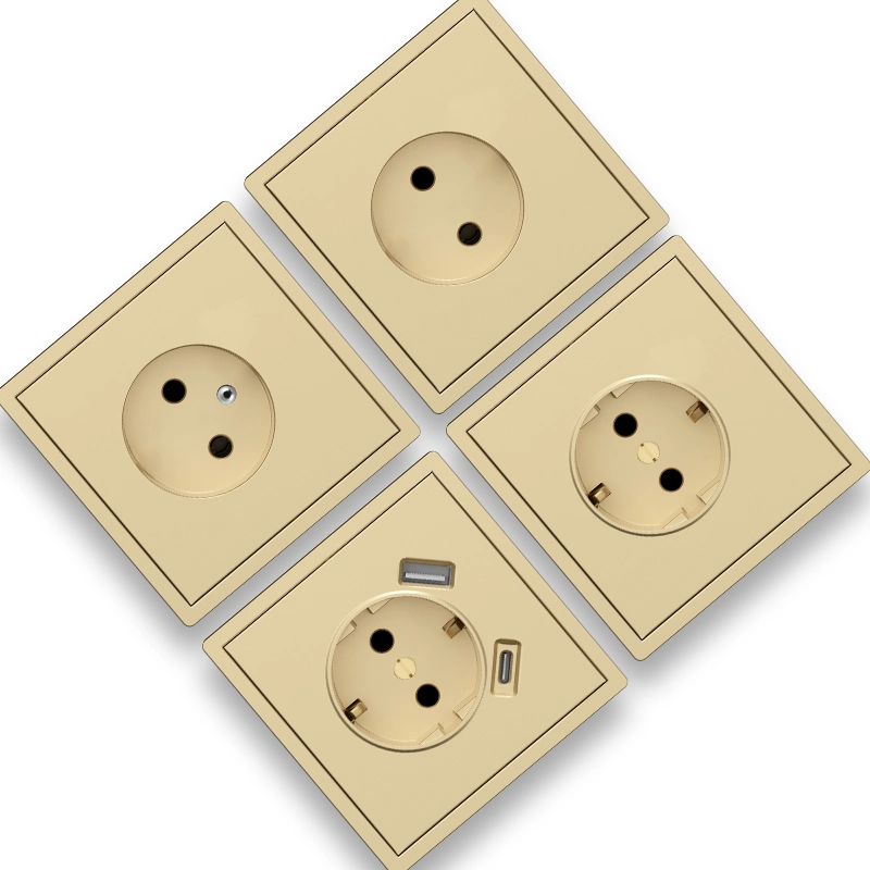 F300 Single Grey Schuko Socket Germany French Russia Electrical Switch Wall Socket EU Plug Socket