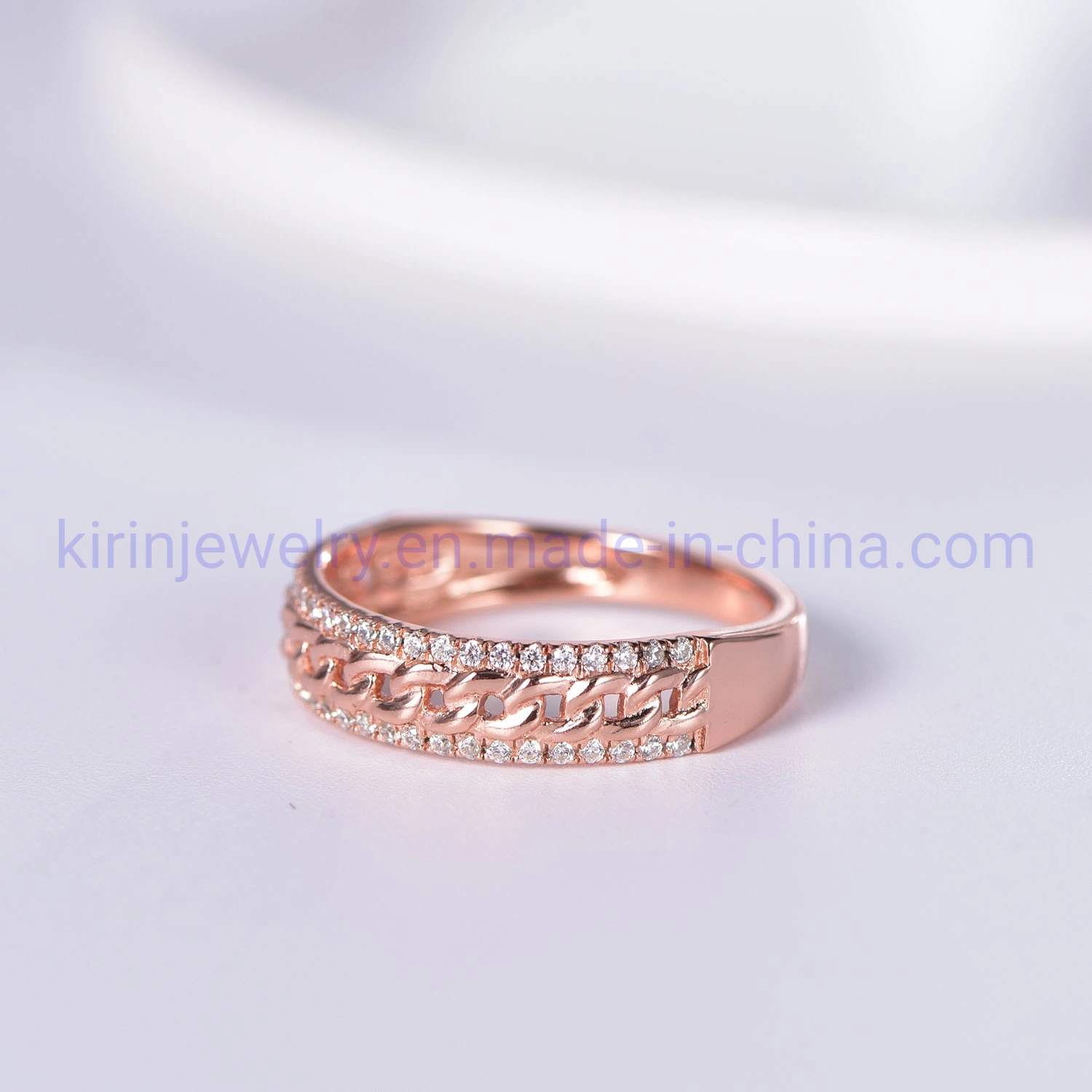 Women 18K Rose Yellow Gold Plated Rings 925 Sterling Silver Rose Gold Rings Frmen Twisted Rose Gold Ring