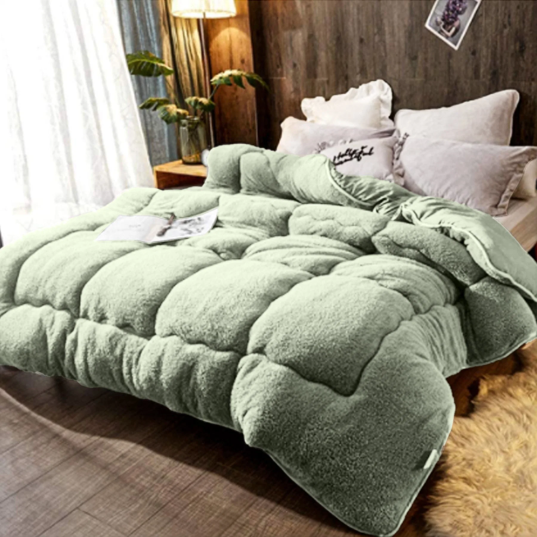 Sherpa Blanket Quilt Piece Bedding Large Double-Sided Plush Softest Comfort