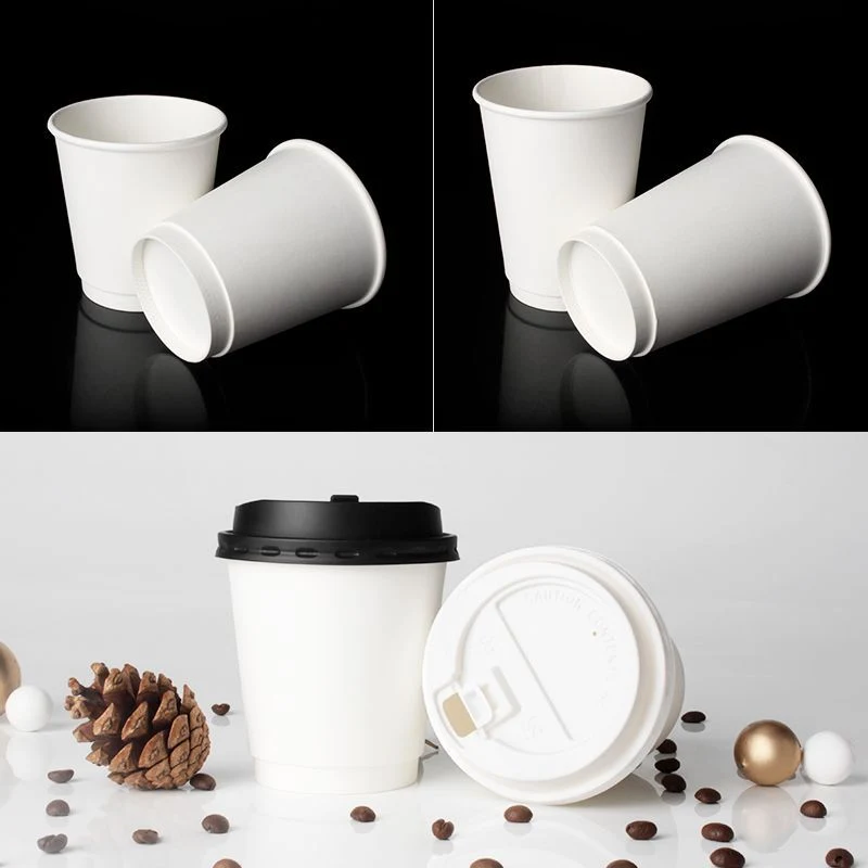 Customizable Logo Disposable Double-Layer White Paper Cup Thickened Coffee Cup (PL-114)