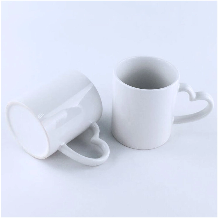 11oz Premium White Custom Heart Handle Ceramic Sublimation Mug for Heat Press Printing