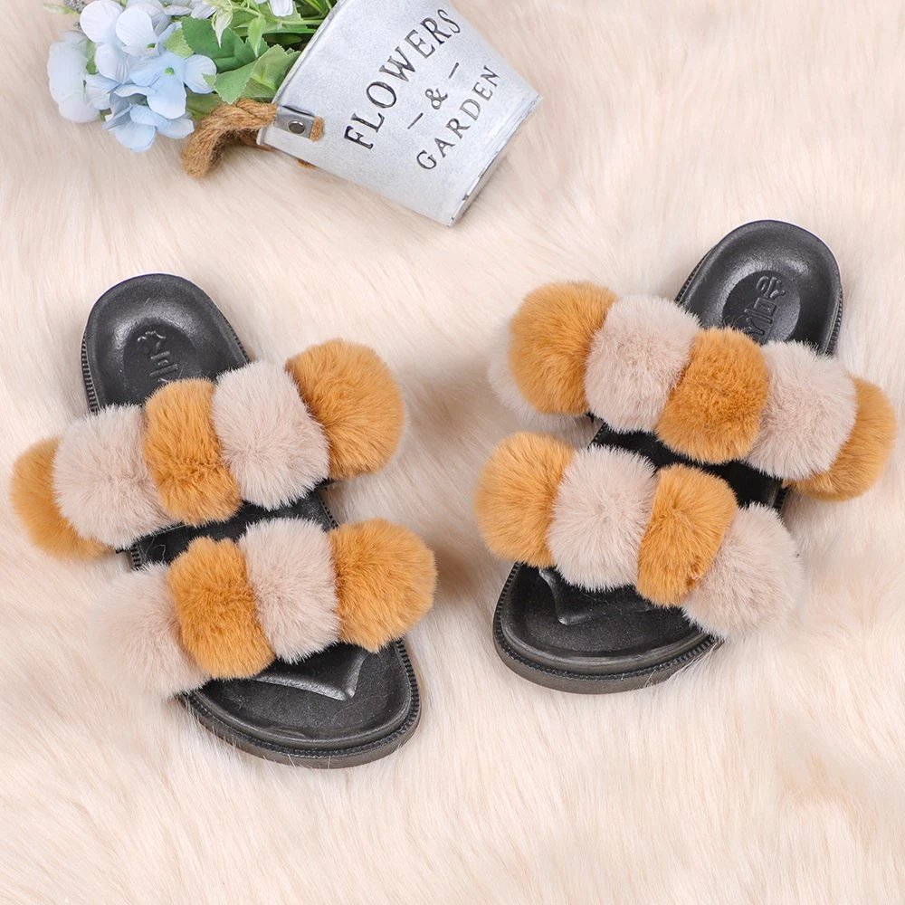 2021 Mujeres zapatos Dama de la Casa Hogar interior dormitorio cálido invierno Fox Faux Fur Furry Fuzzy zapatos suaves peluches de 30 colores