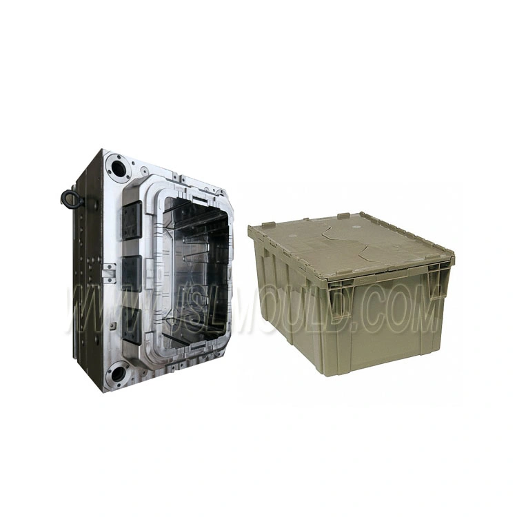 Injection Plastic Attached Lid Distribution Storage Container Mold