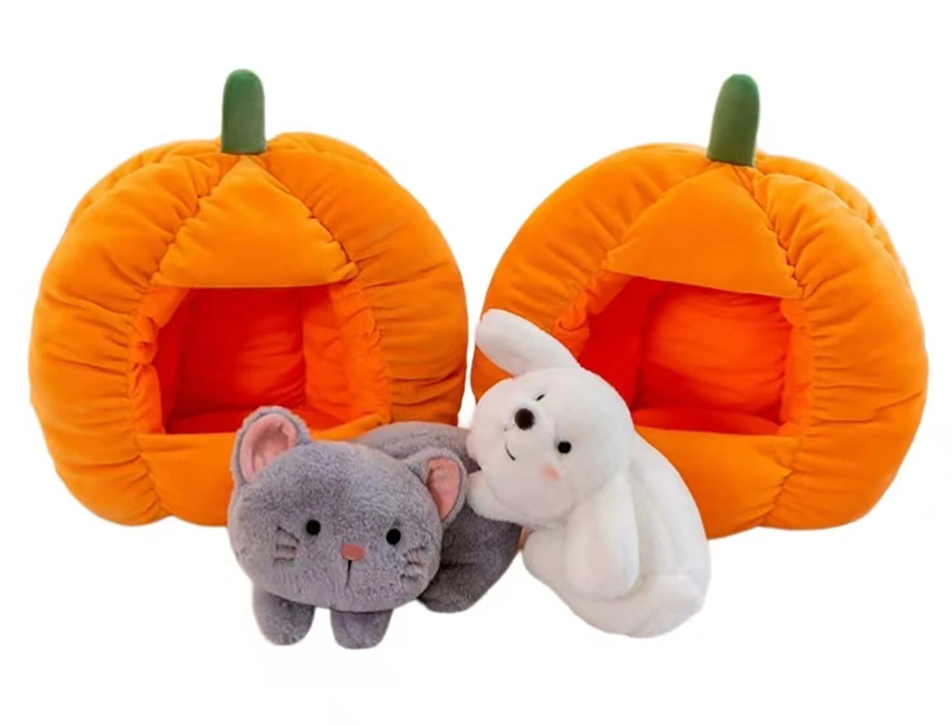 30cm diámetro simulado Plush Pumpkin Pet Cat Bed House Luxury Casa de Perros de mascotas