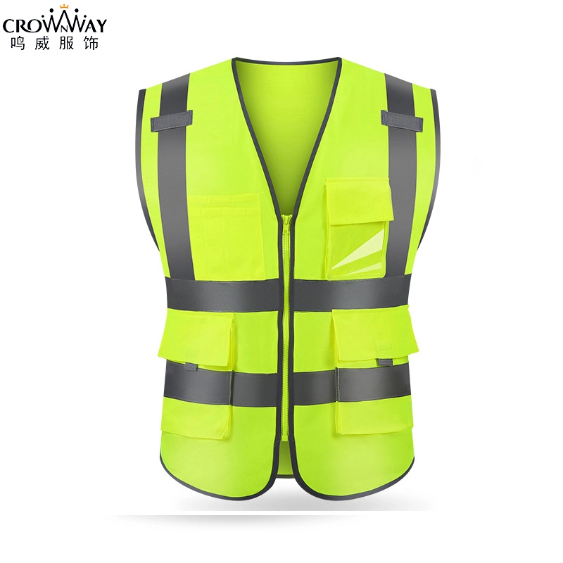Custom Hi видимость оранжевый/черный/желтый/зеленый светоотражающие строительство безопасности майка с карманами