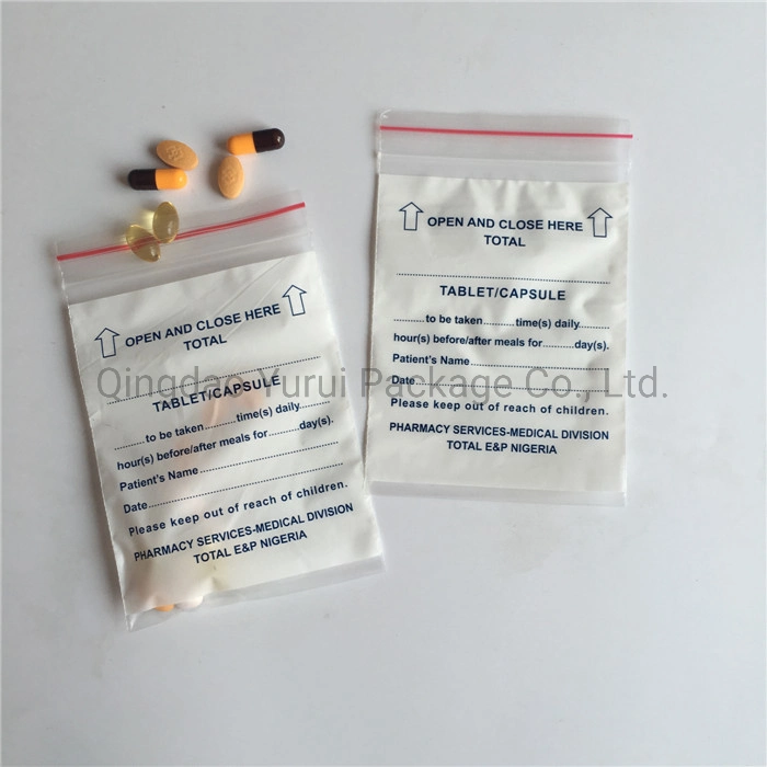 PE Reißverschluss wiederverschließbare Medizin Ziplock Capsule Bag